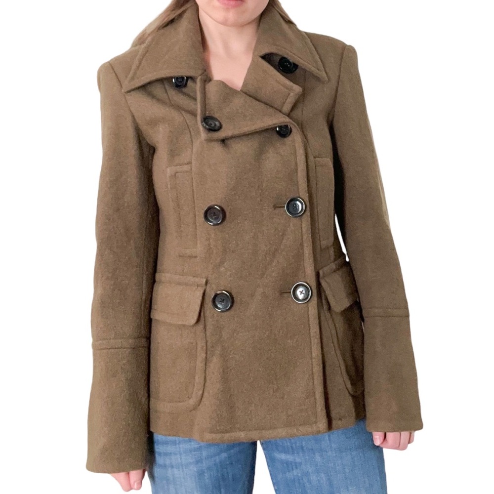 MICHAEL Michael Kors Olive green double breasted wool blend pea coat size Medium